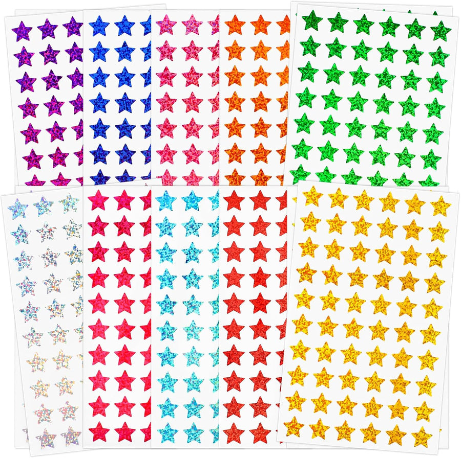 3000 PCS Star Stickers, 0.6" Sparkly Holographic Stickers, Kids Rewards Holographic Colors Sticker, Foil Star Sticker for Behavior Chart, Student Planner, School Classroom Teacher Supplies, DIY