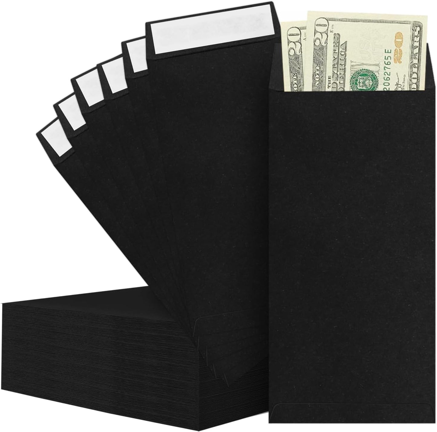 BON++ Envelope Set - 120 Envelopes for Cash, Checks, & Tickets; 80GSM, 3.2x6.6 inch Black Envelopes - Perfect for Cash Challenge Savers