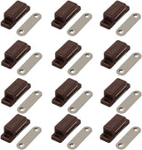 Cabinet Magnetic Latch - 12 Pack Brown Cabinet Door Magnets Catch for Closure Cupboards Drawers Kitchen Bathroom and Shutters