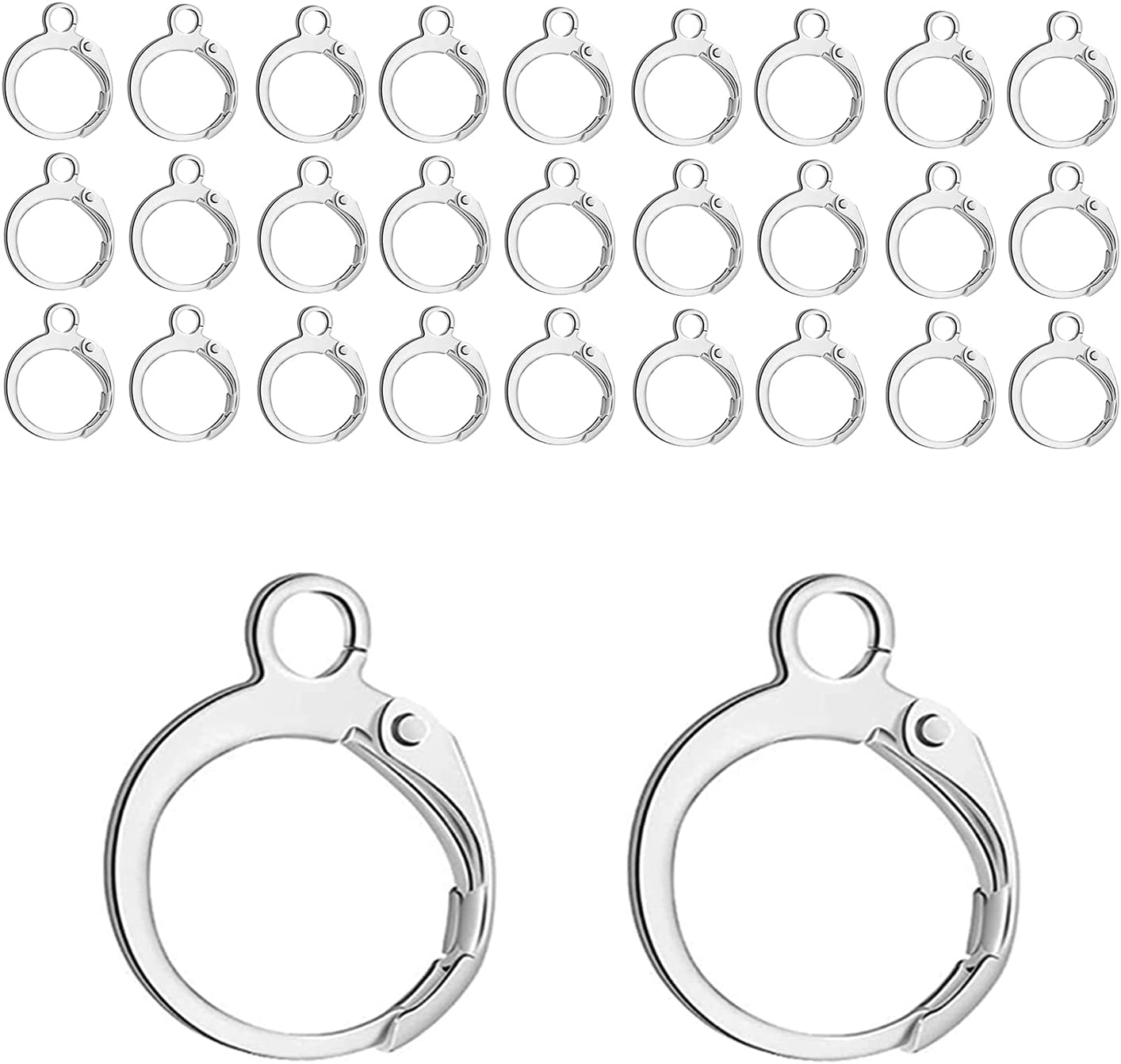 Leverback Earring Hooks 60pcs French Ear Wire Lever Back Earwire for Jewelry Making Crafting (Silver)