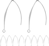V Shape Ear Wire Long Earring Wire Earring Hook for Dangle Earwire Making Jewelry Making Ear Post DIY (Silver 43mm, 10pcs)