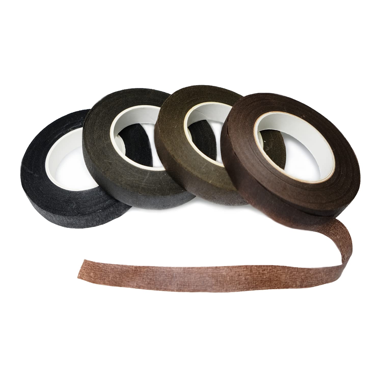Floral Tape 1/2inch Mix Brown Black Flower Tape for Bouquets Floral Arranging Stem Wrap Craft (4 Colors Mix, Total 120yards)