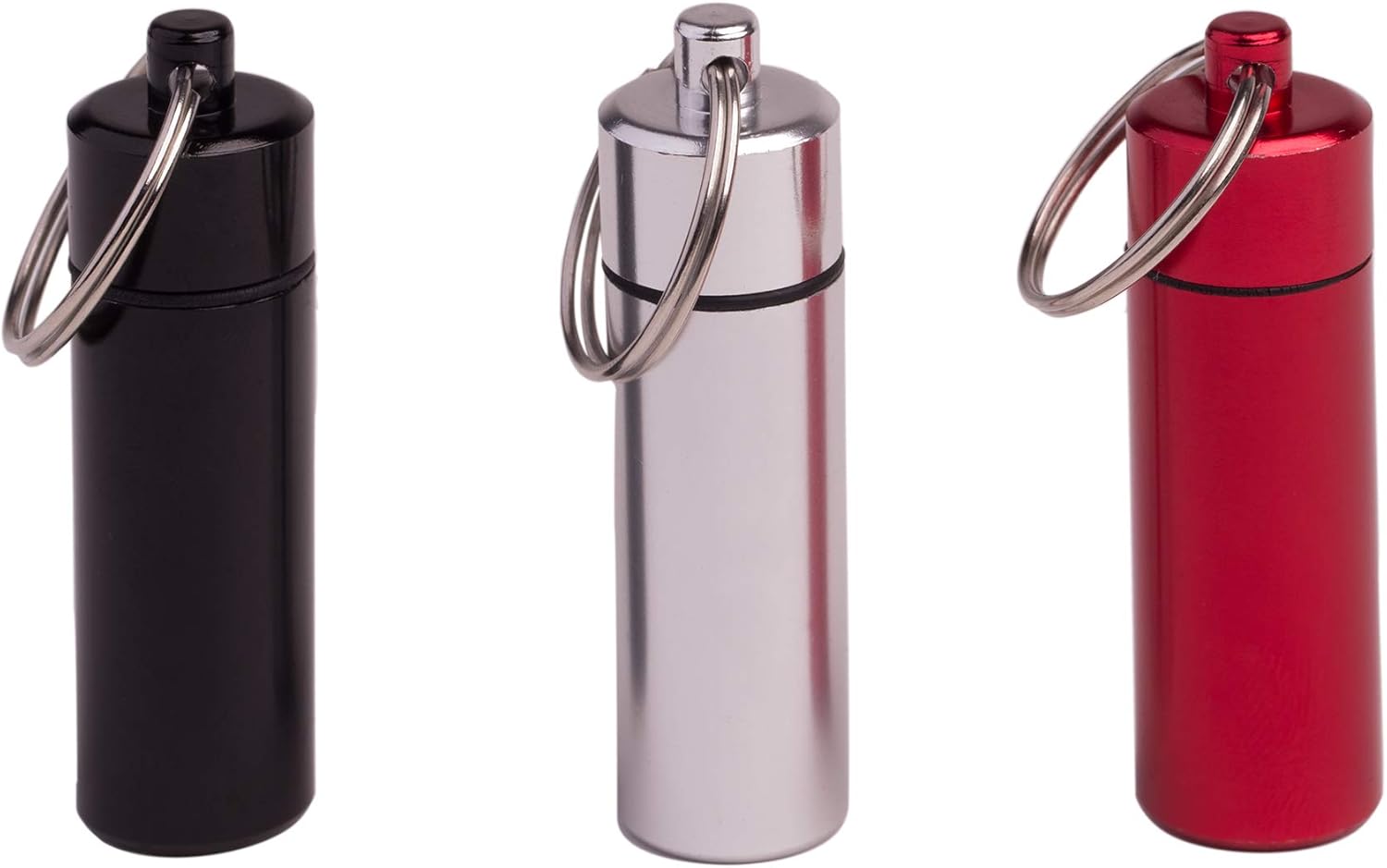 Pill Holder Keychain Medicine Container Small Portable Pill Case Aluminium Fob Carrier with Medicine (3pcs, 3 Colors Per Pack)