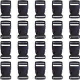 Plastic Buckle Strap Clip Quick Side Release Buckles 1 Inch Flat for Nylon Strap Backpack (Black, 1 Inch, 20 Piece)
