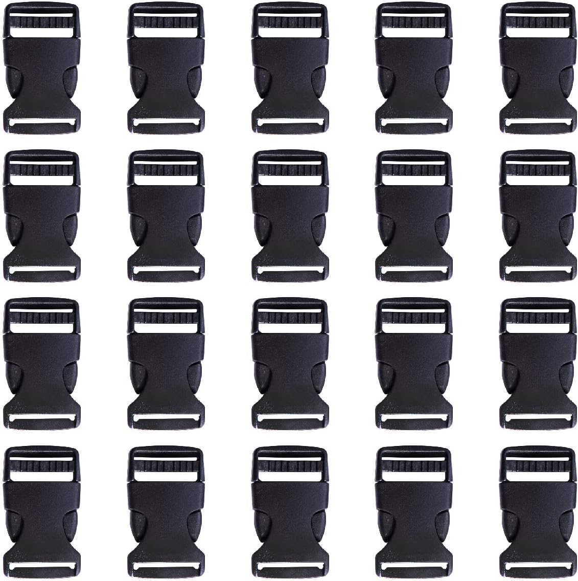 Plastic Buckle Strap Clip Quick Side Release Buckles 1 Inch Flat for Nylon Strap Backpack (Black, 1 Inch, 20 Piece)