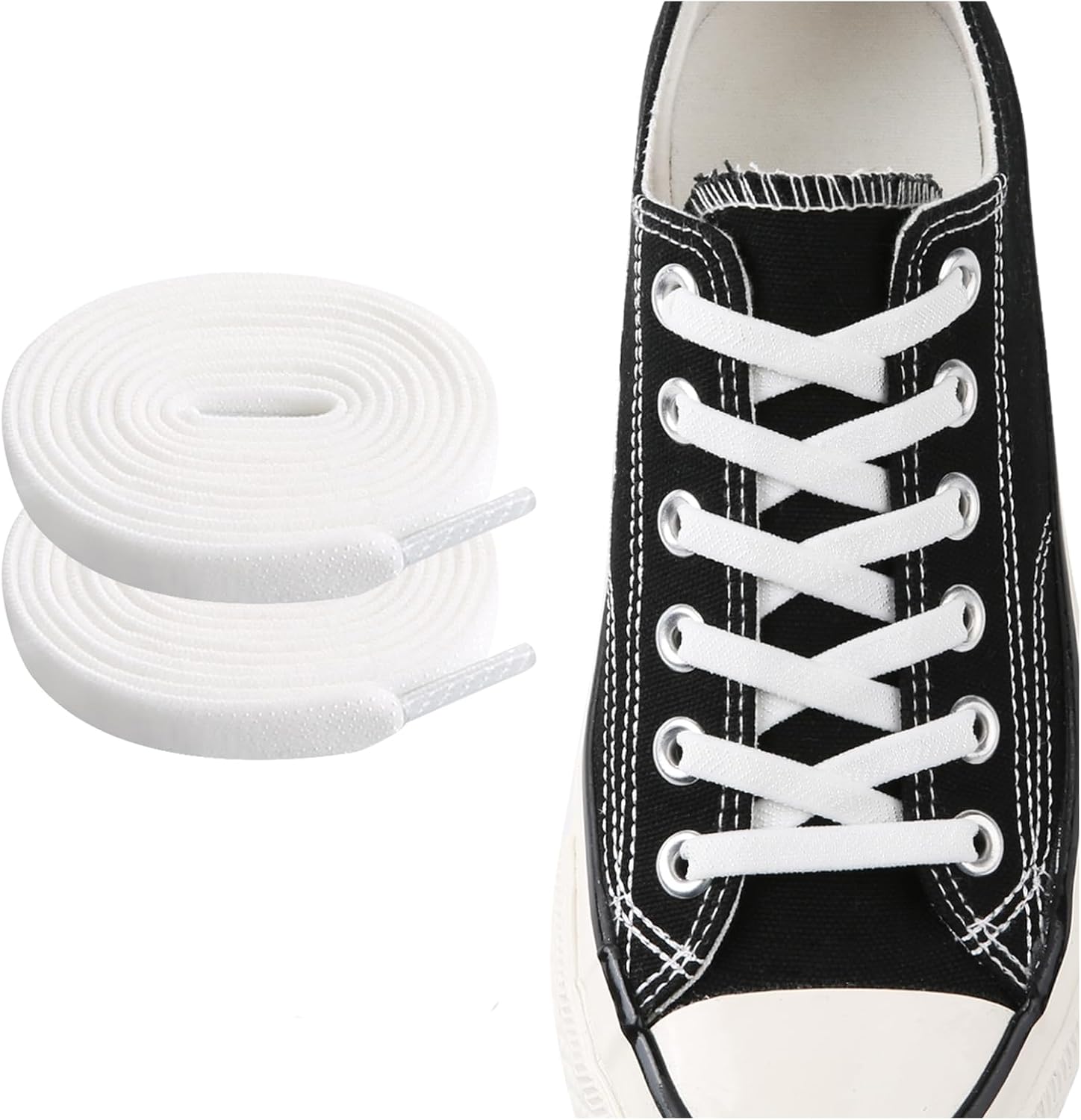 Elastic No Tie Shoe Laces for Sneakers, Stretch Tieless Shoelaces for Kids and Adults, Flat Athletic Shoes Strings