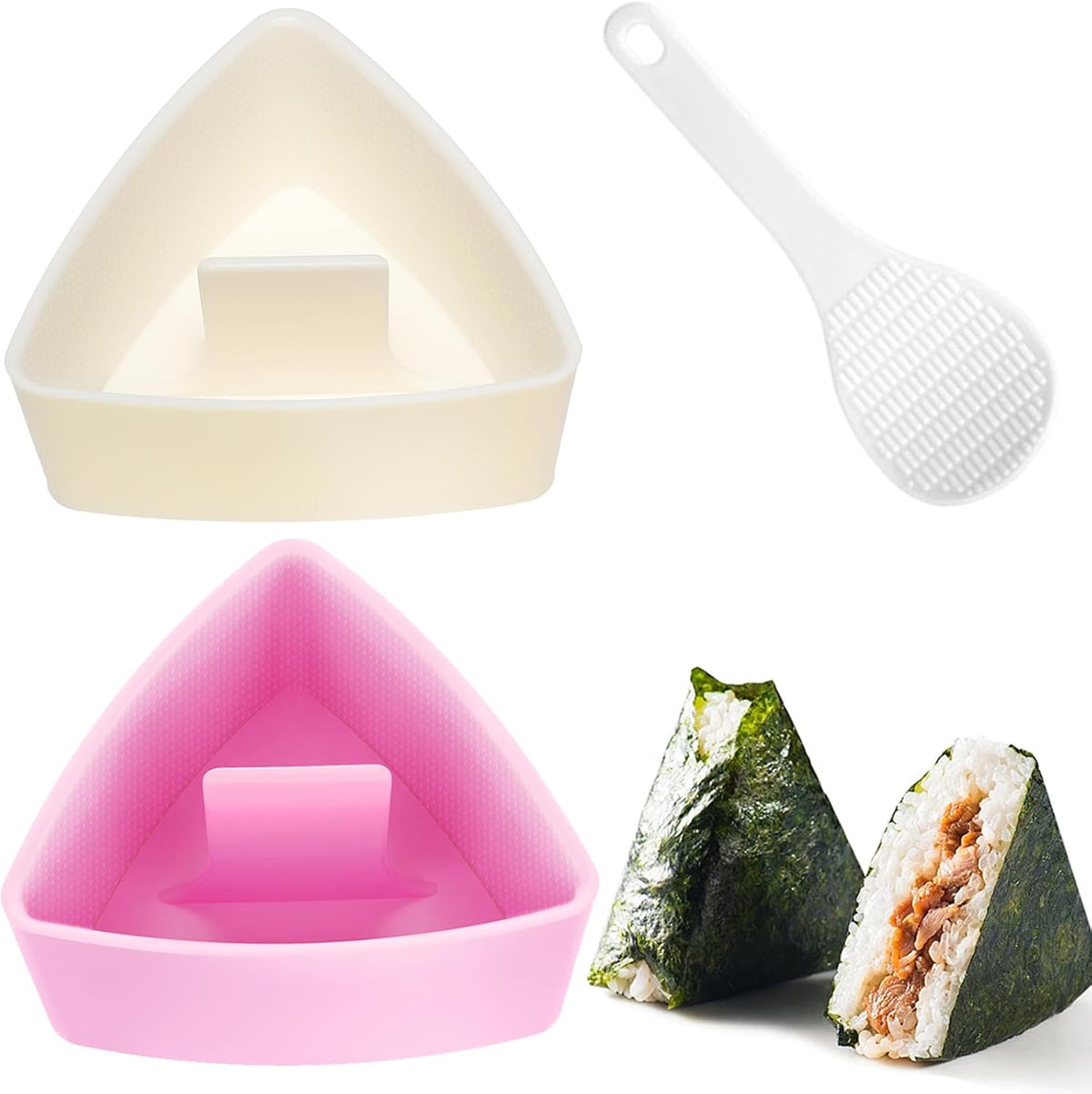 Onigiri Mold Triangle, 2 Pack Large Rice Ball Mold Shi Makers, Japanese Rice Cooker Kit for Lunch Bento