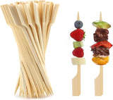 396 PCS Bamboo Skewers, 3.5 Inches Wooden Skewers, Skewers for Appetizers Wide Flat Paddle, Skewer Sticks for Cocktail Fruit BBQ Sandwich Drink Party Supplies, 21ZQ0002