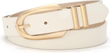 Women's Leather Belts For Jeans Dresses Pants Fashion Ladies Waist Belt with Gold Buckle