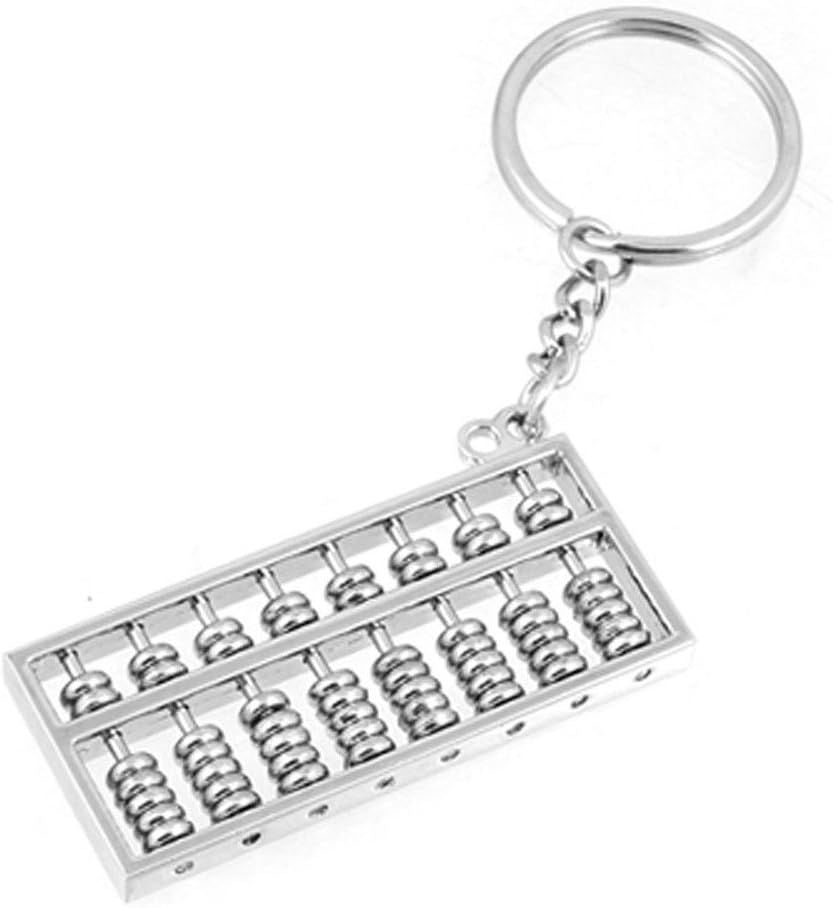 Alloy 8 Rolls Mini Abacus Keychain Key Ring Chain Metal Fob Pendant Ornament Trinket Silver