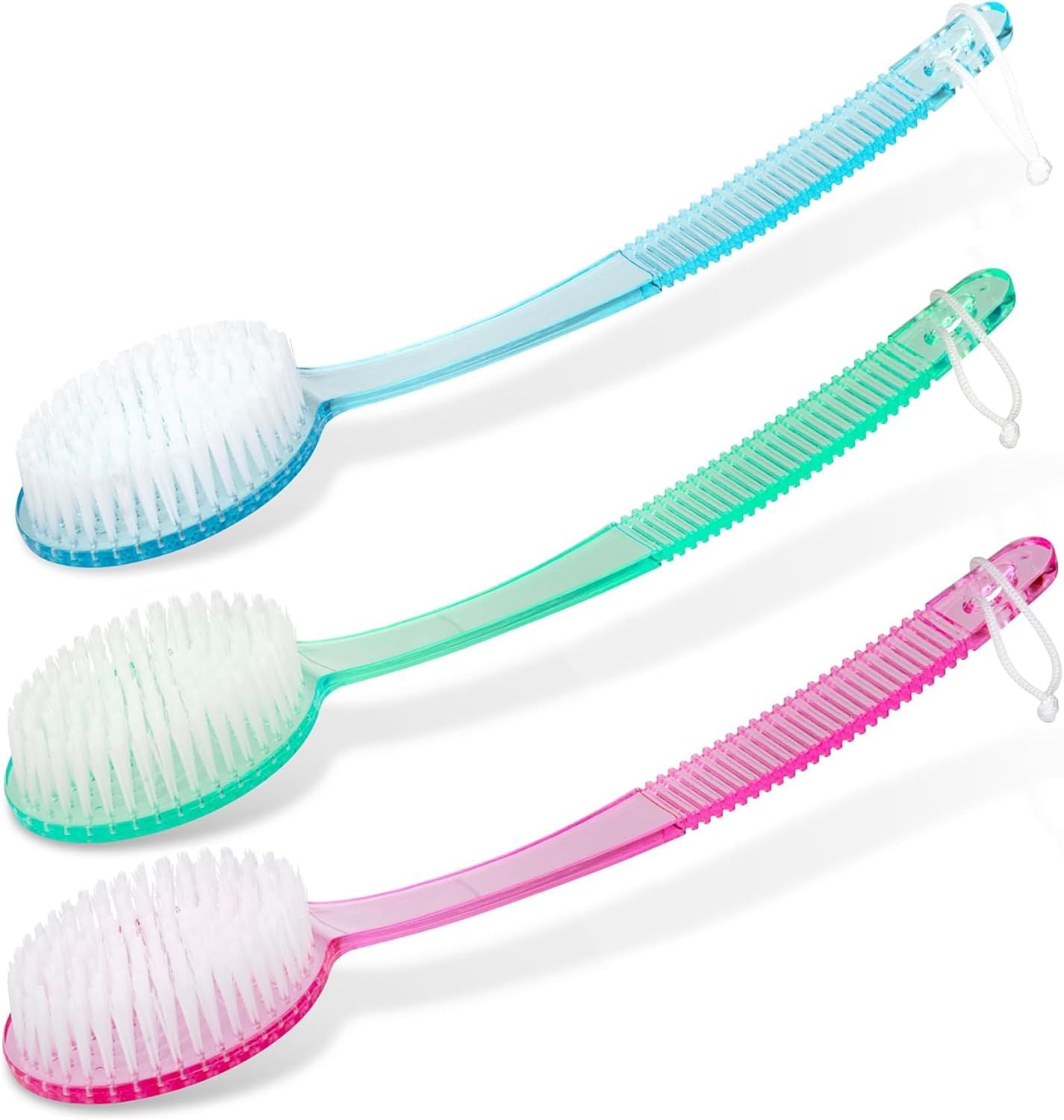 (Random Color, 1 Pack) Bath Brush with Bristles, Long Handle for Exfoliating Back, Body, and Feet, Bath and Shower Scrubber