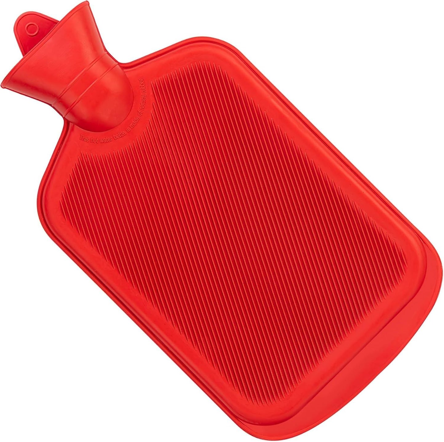 Hot Water Bottle, 2L (68oz) Natural Rubber -BPA Free- Durable Large Hot Water Bag for Hot Compress and Heat Therapy, Pain Relief from Cramps, Back Pain, Sore Muscles, Injuries, Red