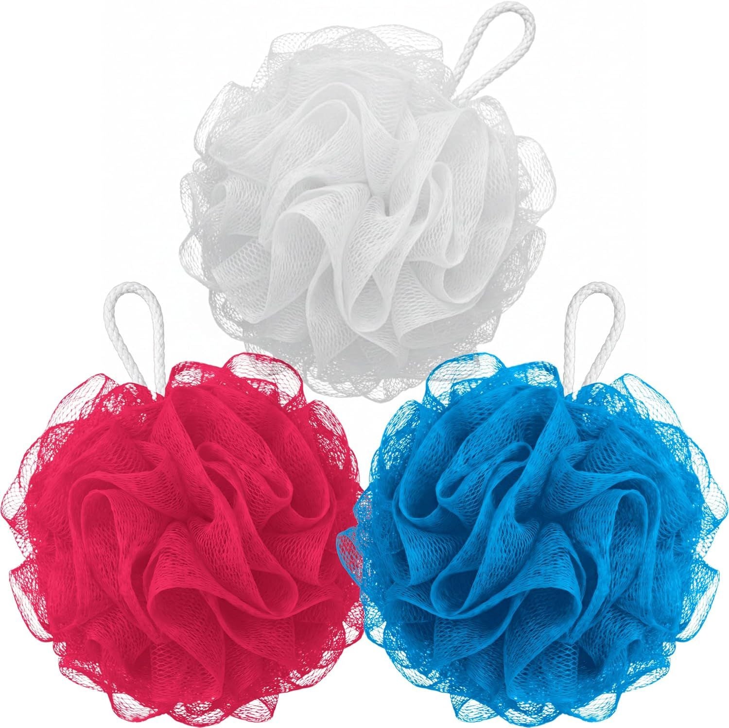 3 Pack Loofah Sponges, Gentle Body Scrubber for Body Wash, Shower Gel, Durable and Exfoliating Mesh Loofahs (3 Pack)