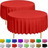 2 Round Tablecloths -BPA- Free Plastic, 84 inch, Dining Table Cover, Red