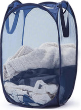 Navy mesh laundry hamper with handles