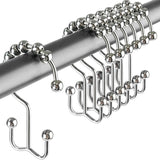 12 Pack Shower Curtain Hooks, Heavy Duty Coated Stainless Steel, Rustproof and Corrosion Resistant, Smooth Glide Double Hooks for Standard Shower Rods, Chrome (12 Pack)