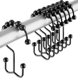 12 Pack Shower Curtain Hooks, Heavy Duty Coated Stainless Steel, Rustproof and Corrosion Resistant, Smooth Glide Double Hooks for Standard Shower Rods, Black (12 Pack)