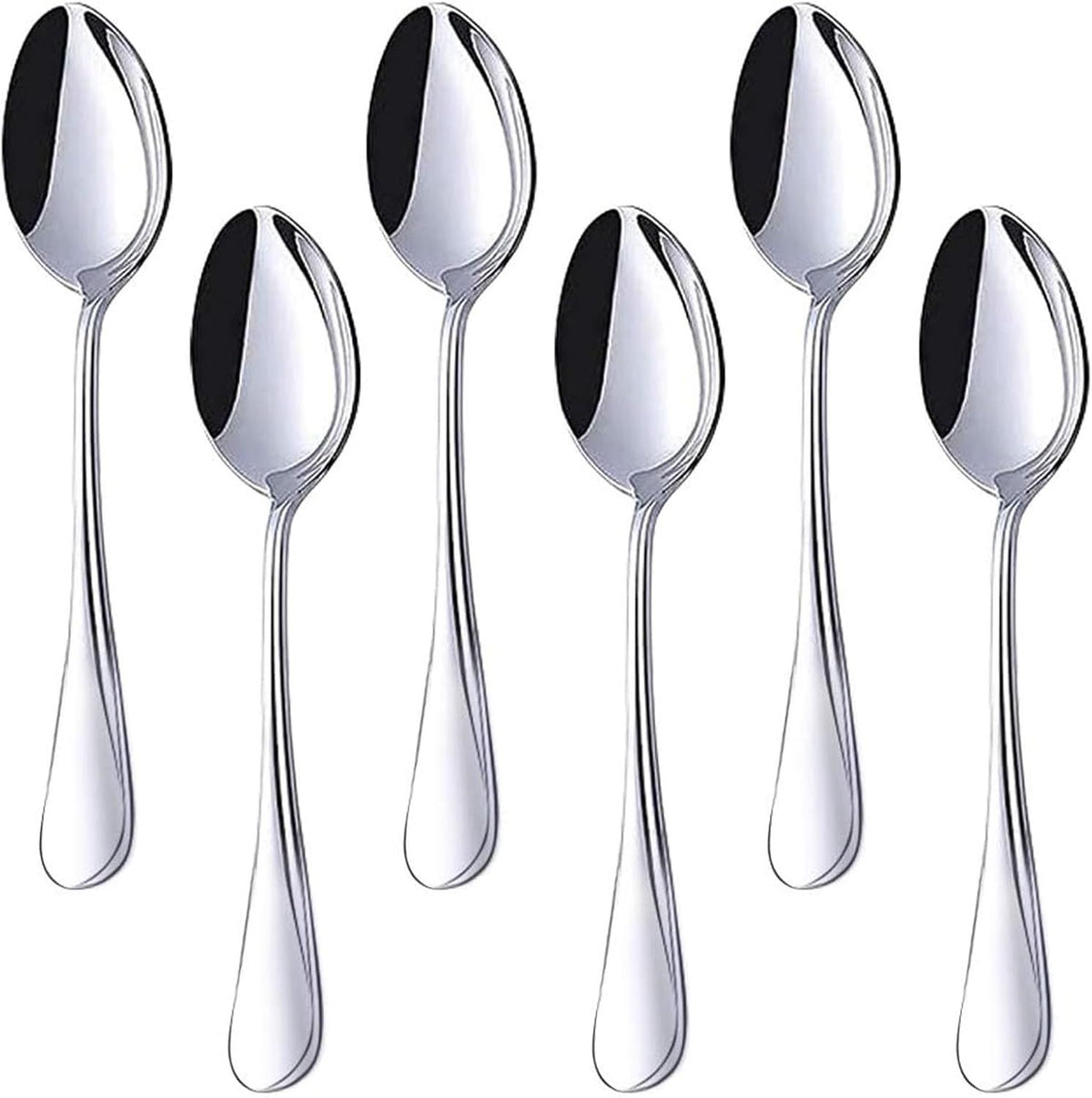 Stainless Steel Teaspoons, 6-Piece Coffee & Dessert Spoons Set, 6.7 Inch Small Spoons for Tea, Sugar, Yogurt & Ice Cream, Mirror Polished, Dishwasher Safe