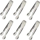 6PCS Ice Tongs Mini Sugar Tongs 4.25Inch Stainless Steel Kitchen Utensils Set,Small Serving Tong and Tiny Kitchen Tong for Appetizers,Tea Party, Coffee Bar, Desserts by  (Silver)