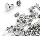 200Sets 6mm Round Cap Leather Rivets, Double Cap Rivets Tubular Metal Studs Rivets for Leather Purse Keyrings Repair and Crafts Decoration (6mm Silver)