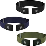 Elastic No Buckle Belt, 3PCS Adjustable Elastic Stretches Buckle Free/No Buckle Stretch Belts, Boy Girls Belt Kids Adjustable Stretches Belt Silver Square Buckles ﻿