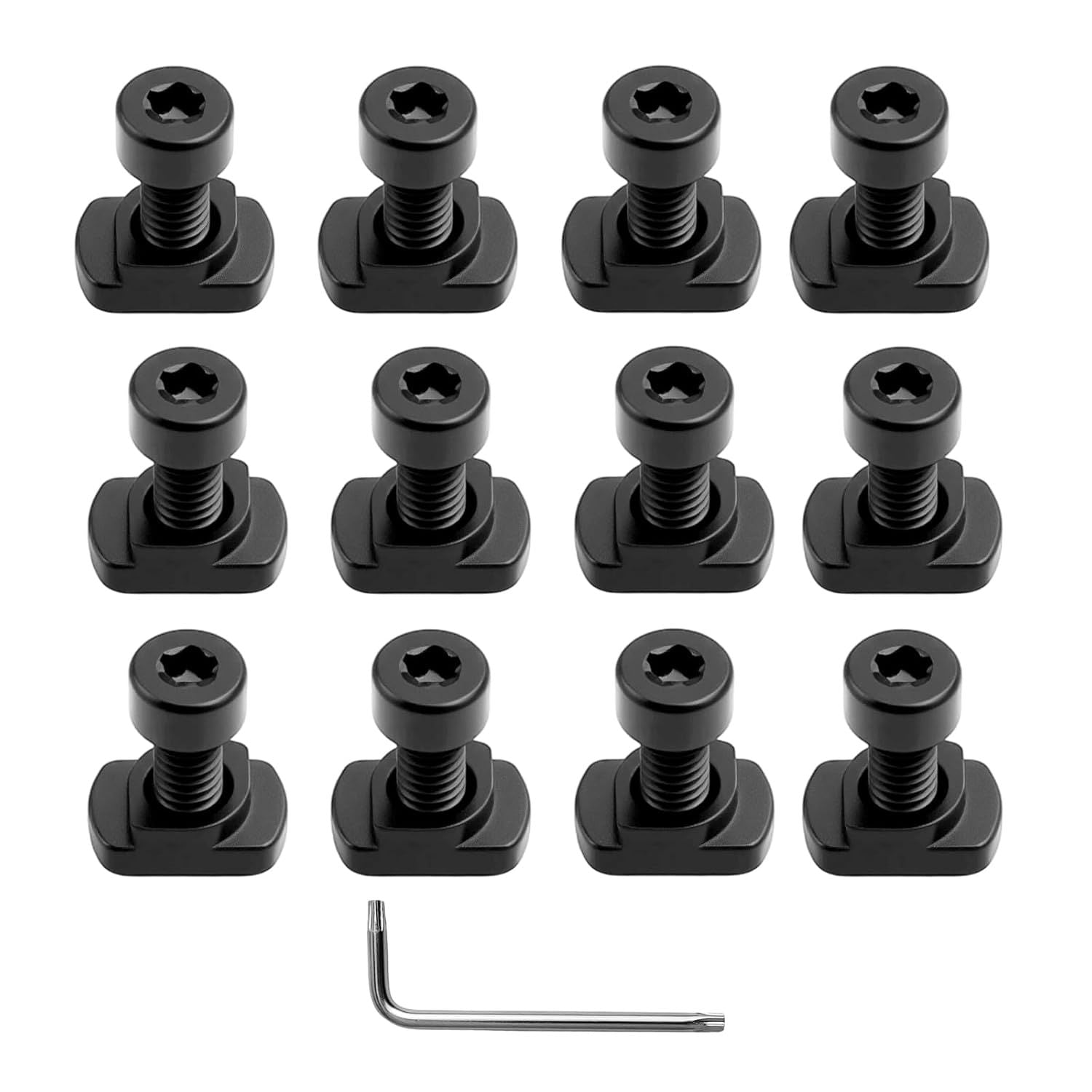 T Bolt M4/ M Lok Nuts, 12PCS M4 T Nutings and Screws, Mlok-Screw and Nutings Replacement Set, T-Nuts/Screws Replaces Setings Steel, Rail Mount Screwing/T-Nuting Accessories ﻿