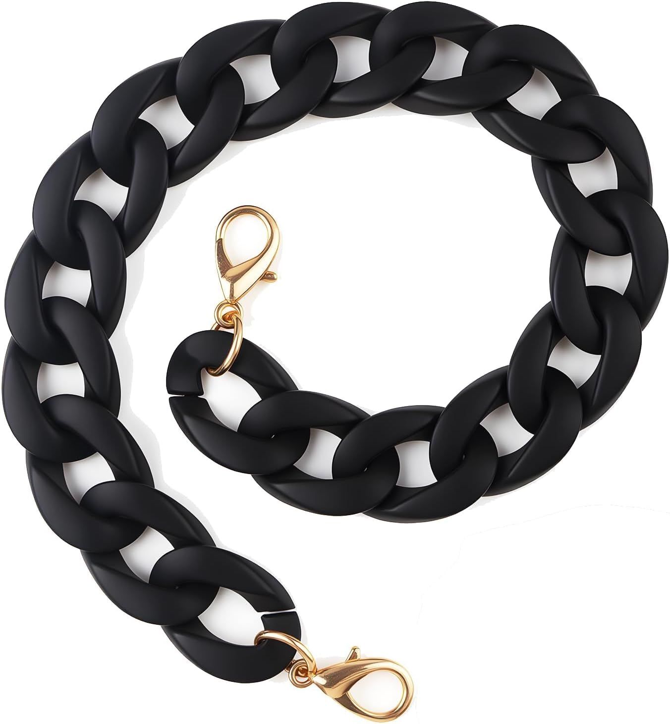 14.5 Inch Acrylic Purse Chain Strap Replacement, Short Bag Chain Handle, Matte Black Bag Charm Extender for Handbags, Clutches, Phone and Shoulder Bags charms for handbags bum bag accessories