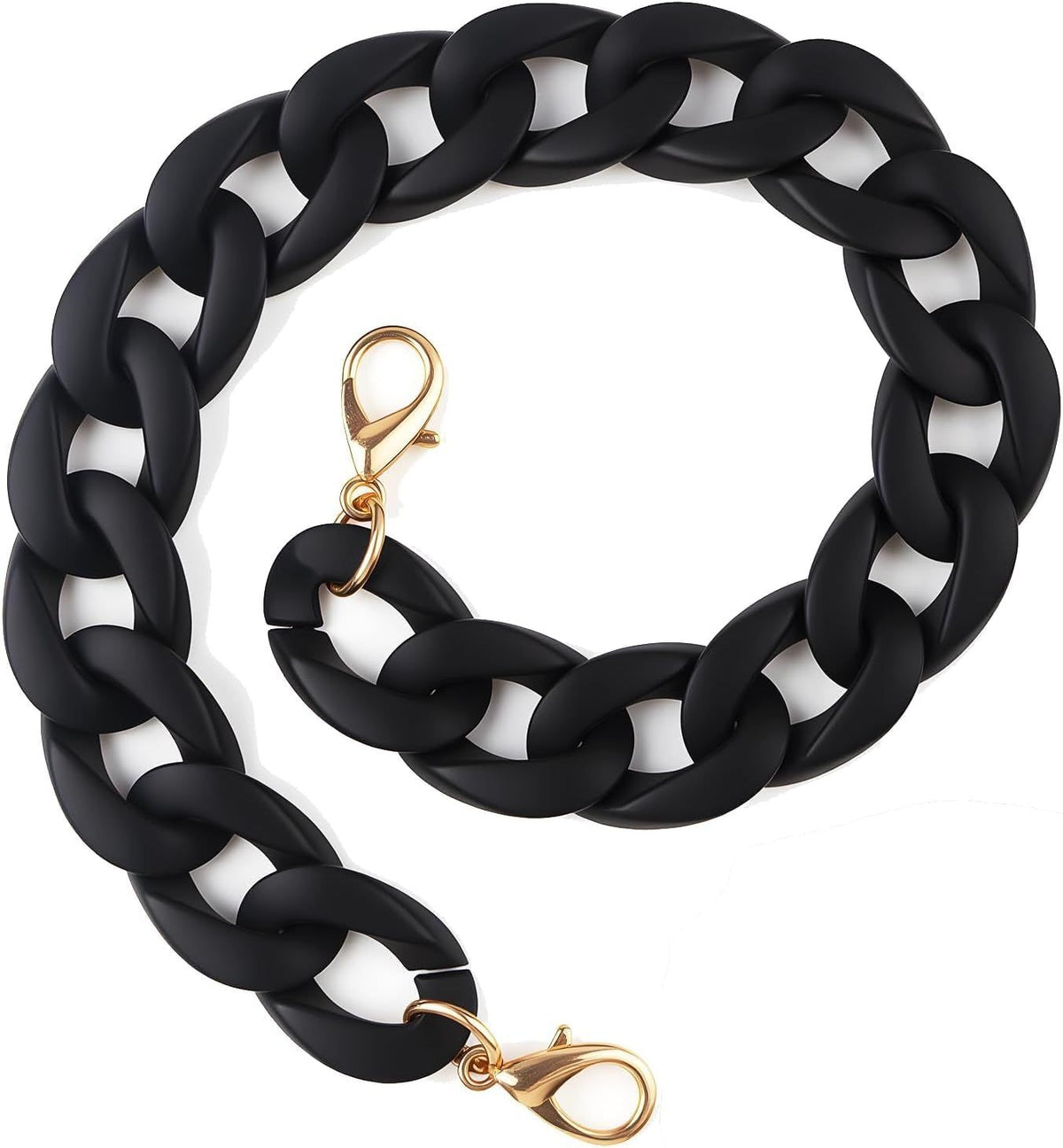 14.5 Inch Acrylic Purse Chain Strap Replacement, Short Bag Chain Handle, Matte Black Bag Charm Extender for Handbags, Clutches, Phone and Shoulder Bags charms for handbags bum bag accessories