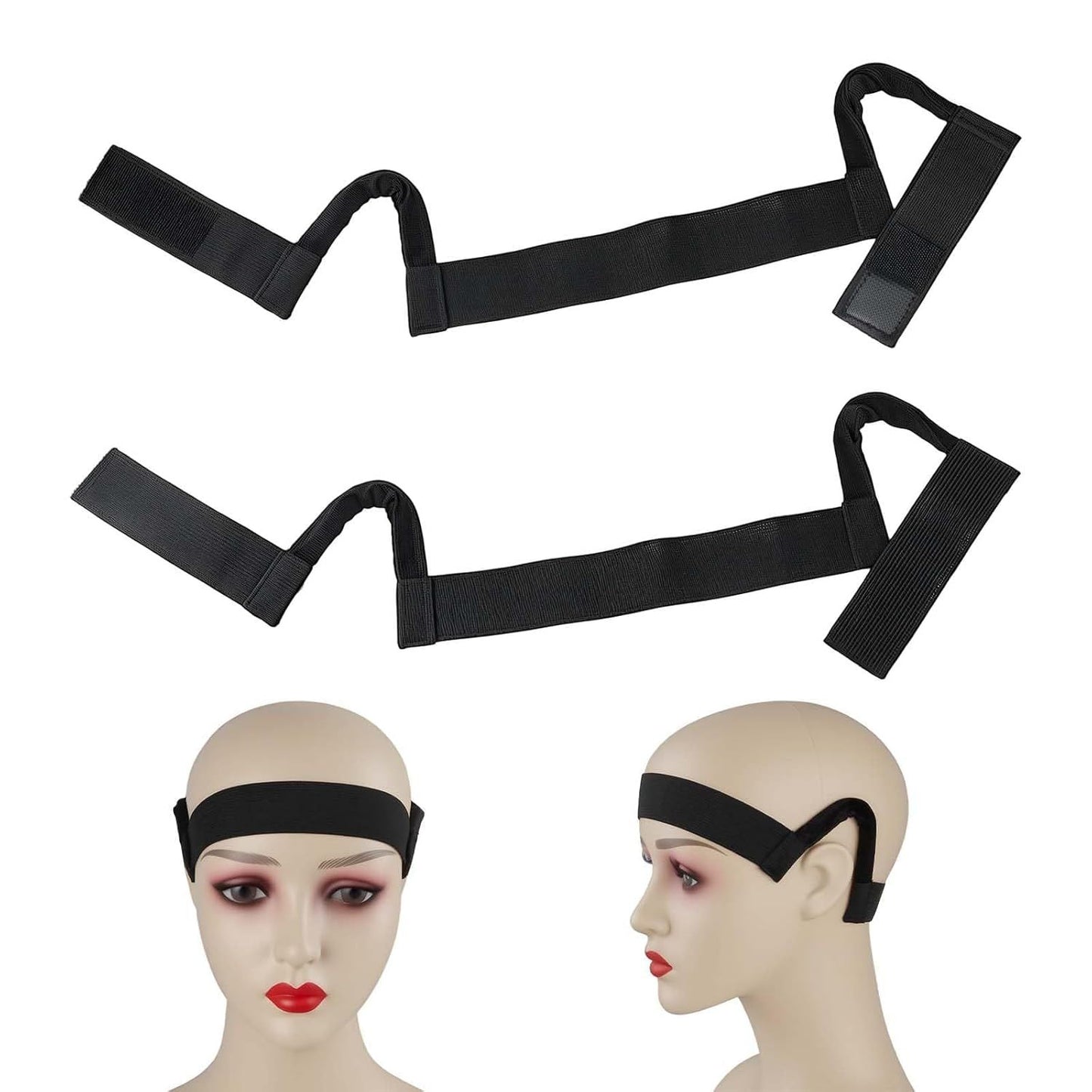 2 Pcs Lace Melting Band with C-Shaped Ear Cut Outs, Non-Slip Elastic Wig Band for Lace Front Wigs, Painless Wig Grip Band for Melting Lace & Edge Control, Hairline Melting Wrap for Women