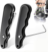 2 Pieces Folding Shoe Lace Puller, Stainless Steel Hockey Skate Lace Tightening Tool, Portable Black Boot Lace Tightener for Ice Skates & Figure Skates Lace Tightener