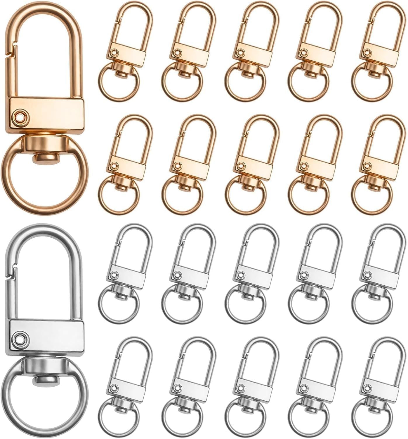 20Pcs 1.26 x 0.39 Inch Swivel Snap Key Chain Clip Hook Small Metal Lobster Claw Clasp Mini Swivel Lanyards Snap Hooks for Bag Key Chains Connector Jewelry Making DIY Crafts Hardware Silver Finish