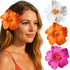 3 Pack Hawaiian Flower Hair Clips, 3.5" Tropical Plumeria Hibiscus Flower Hair Clip for Women, Hibiscus Hair Clips for Beach, Luau, Wedding Accessories