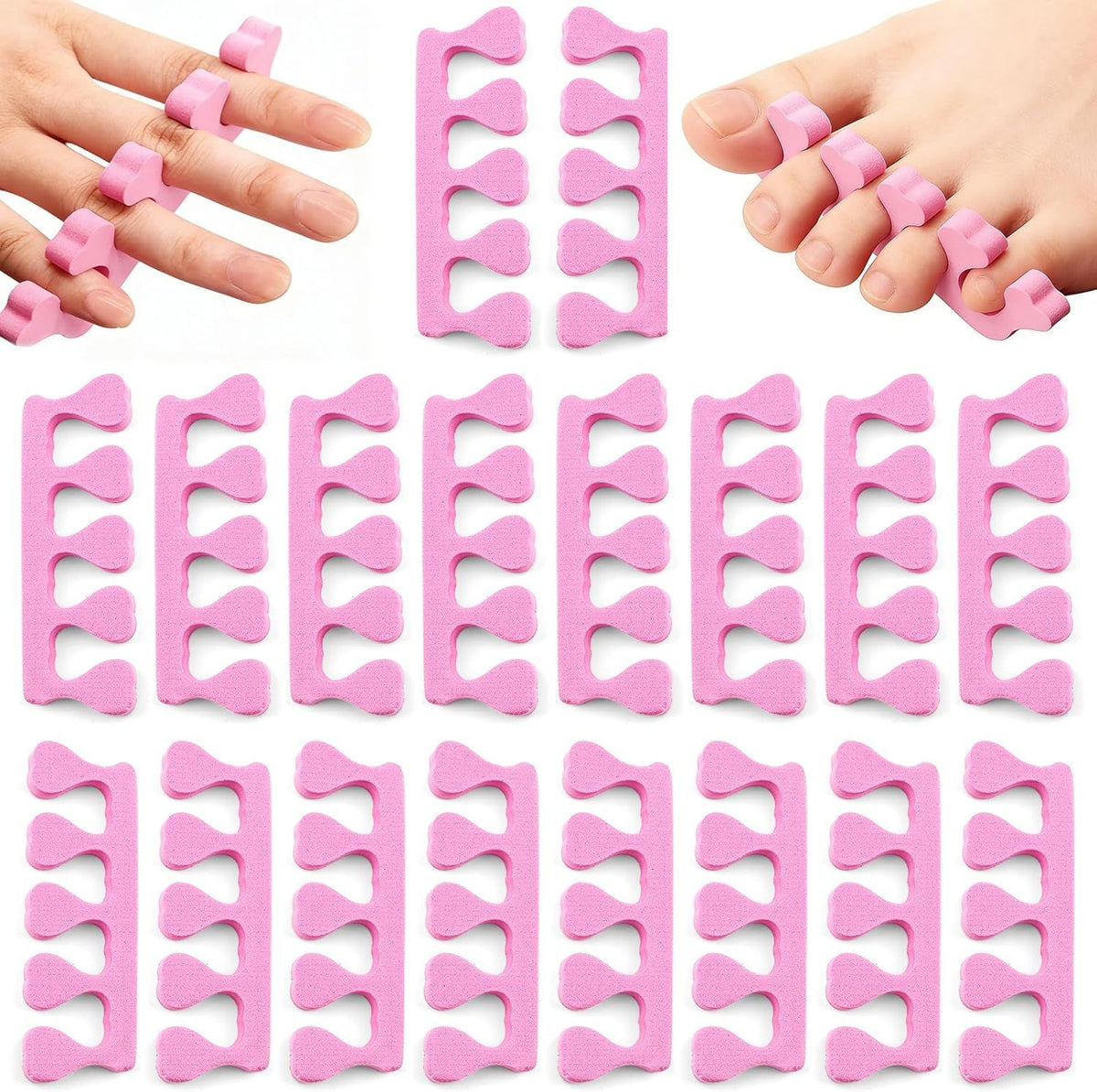 20 Pack Sponge Toe Separators, Toe Separators Set/Soft Foam Toe Separator, Flexible Toe Spacers for Pedicures Toe Dividers for Women Nail Art Pedicure Manicure (3.94x1.38'')