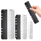5PCS Planner Ruler for A5 A6 A7 Binder, 6-Ring Page Marker for Spiral Notebook, Snap-in Plastic Bookmark Rulers, 6-Hole Ruler Inser Planner Bookmark for A5 A6 A7 (Black/Clear)