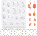 3Pcs Resin Jewelry Molds, Jewelry Molds for Epoxy Resin, Star Silicone Molds with 40Pcs Jump Rings, Jewelry Making Kit with Hole for DIY Crafts Pendant Earring Necklace (Star)