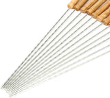 12 PCS Skewers for Grilling, Kabob Skewers with Wood Handle, Reusable BBQ Barbecue Sticks for Marshmallow, Hot Dog, Meat, Vegetable, Camping Cookware Grill Cooking, 11.7" (Including Handle)
