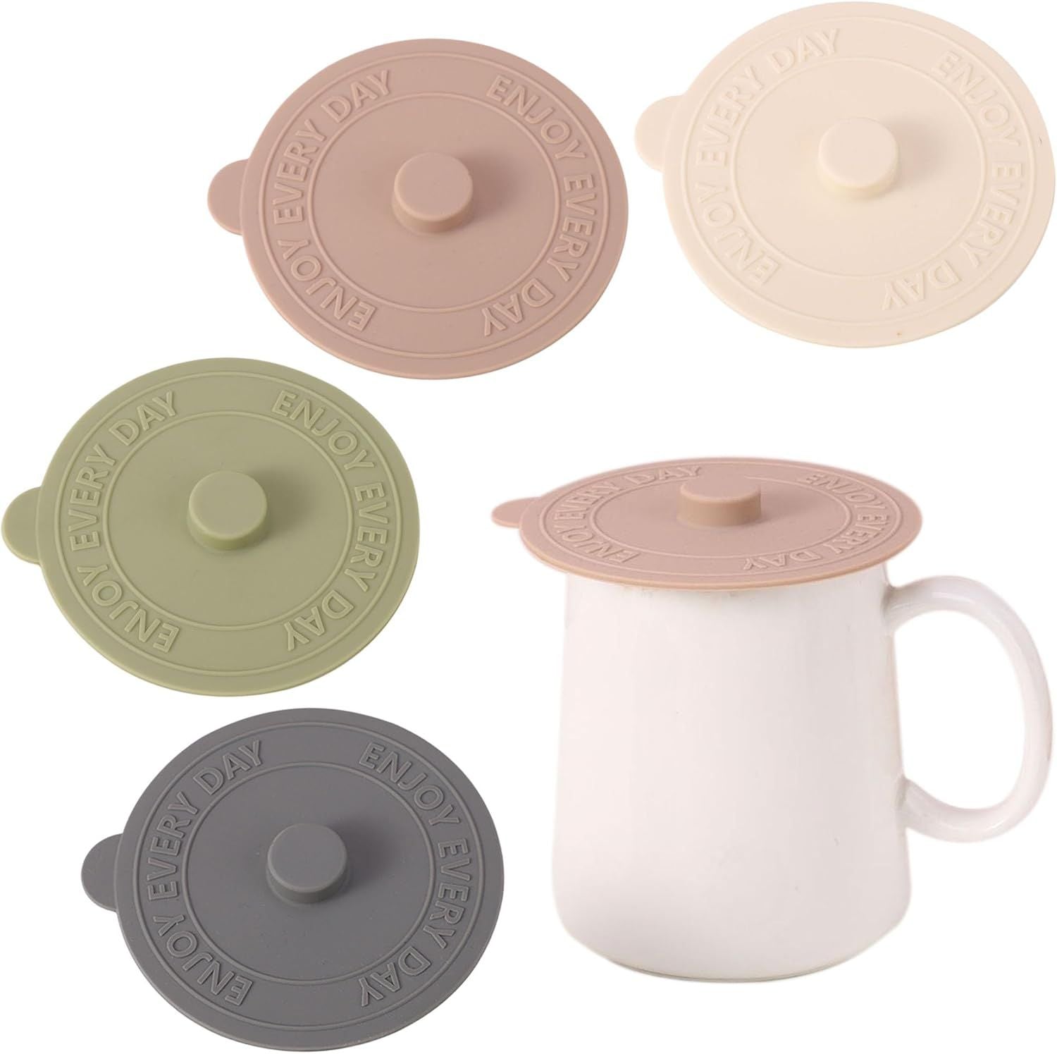 4Pcs Silicone Cup Covers Multicolored Silicone Lids for Cups, Reusable Silicone Cup Lids, Anti-dust, Airtight Seal, Food Grade Silicone Hot Drink Cup Lids for Mugs, Tea Cups and Coffee Cup