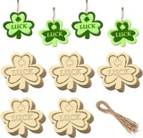 20Pcs Wooden Shamrock Ornaments to Paint, 3.2 Inch St. Patrick's Day Unfinished Wood Shamrock Cutouts, DIY Blank Luck Clover Shape Hanging Ornaments Ropes with for Crafts Tree Home Decor