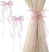 2PCS Pink Bow Curtain Tiebacks, Lace Ribbon Curtains Tie Backs for Room Decor Home Bedroom Living Women Girls Window Wedding Party Decor Accessories