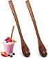 2PCS Long Wooden Spoons for Eating, 7.7 Inch Wooden Honey Spoon, Long Teaspoon Coffee Spoon for Mixing Kitchen Bar Restaurant Tea Dessert