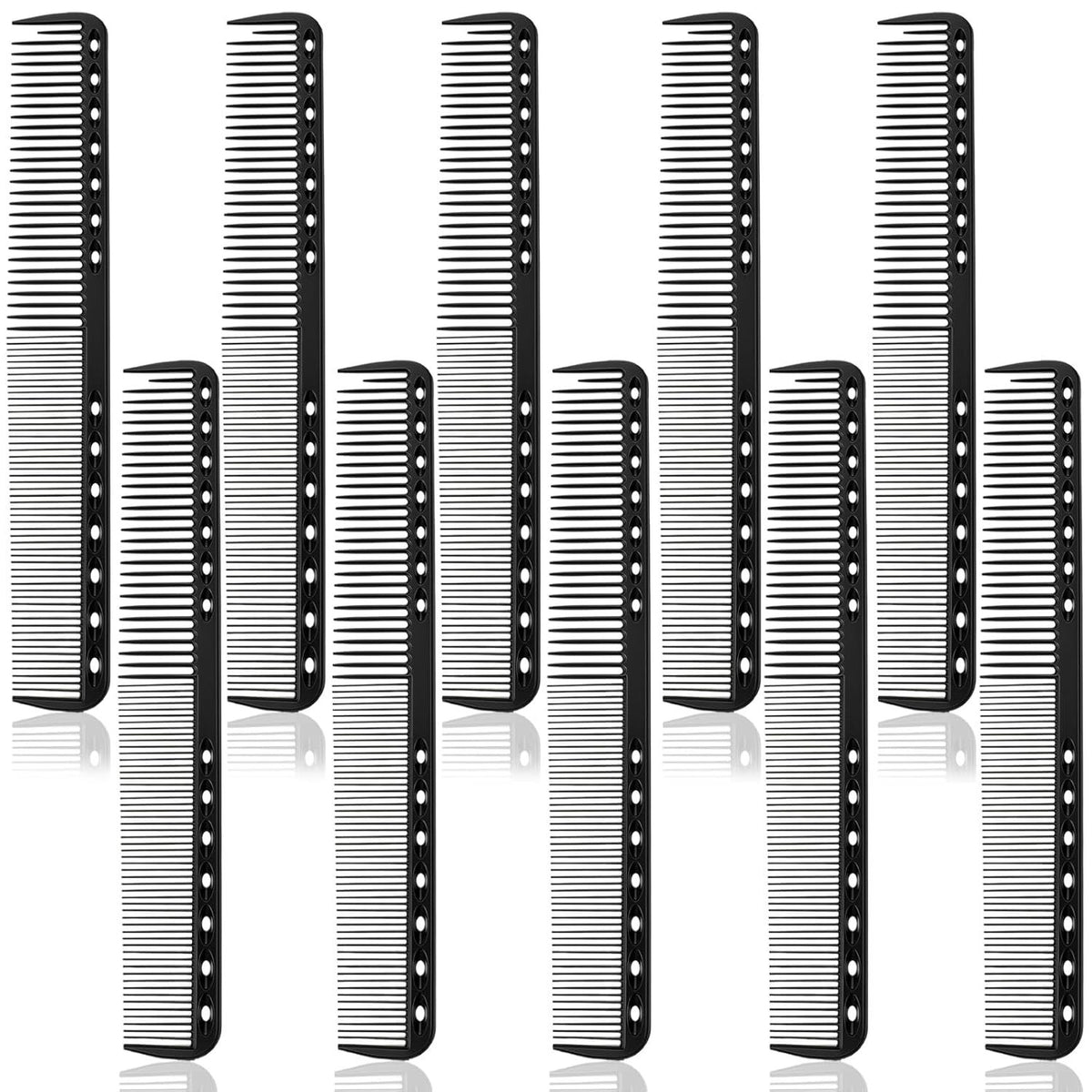 10PCS Cutting Combs for Hair Stylist, Carbon Fiber Hair Combs Fine Tooth Comb Barber Comb Heat Resistant Carbon Fiber Professional Salon Hairdressing for Salon Stylist Men and Women Black