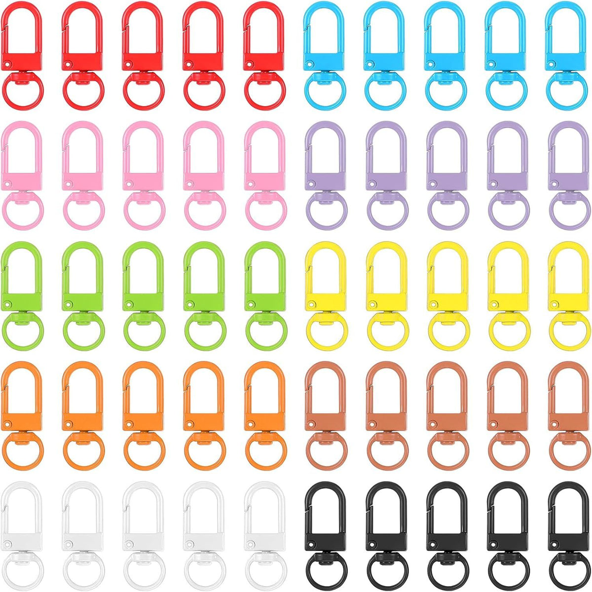 50 Pcs Colorful Keychain Clasp Metal Keychain Clips, Lanyard Swivel Snap Hooks, Heavy Duty Key Chain Hooks Small Lobster Claw Clasps for Jewelry Making, Backpack Charms, Zipper Pulls