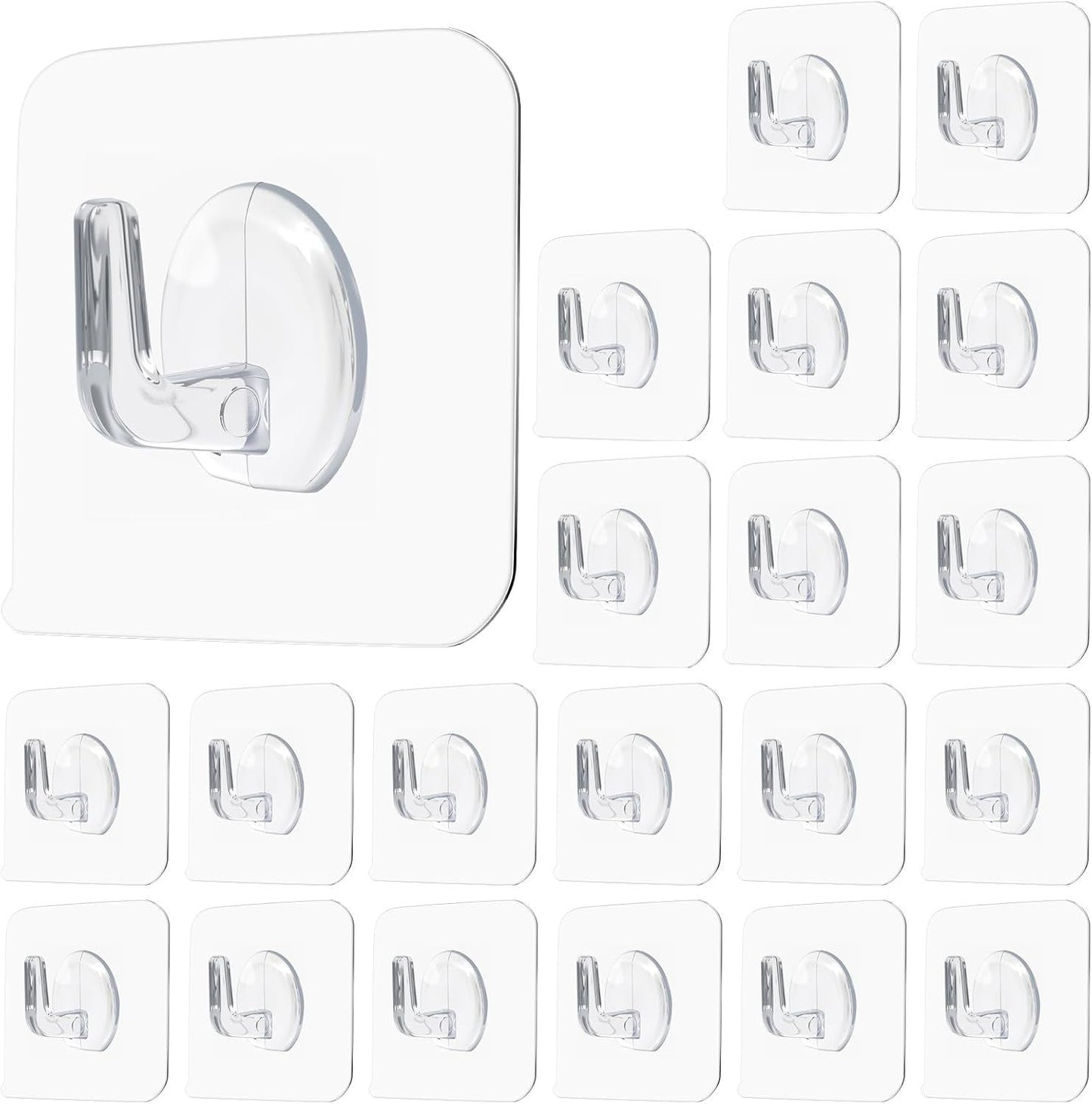 20PCS Self Adhesive Hooks for Hanging, Wall Hooks Transparent Waterproof Sticky Hook for Keys, Bathroom, Shower, Outdoor, Kitchen, Door, Home Improvement, Utility
