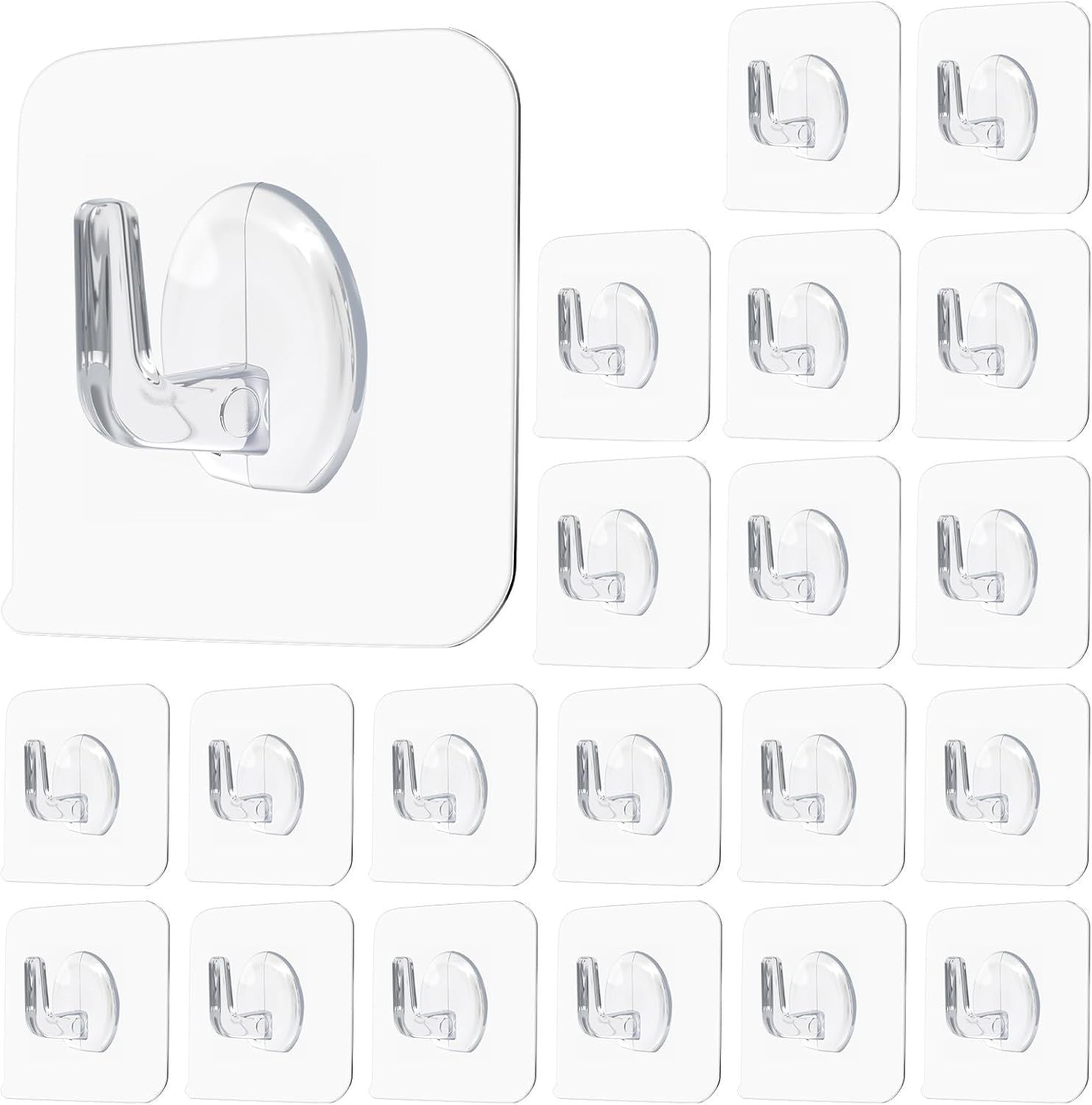 20PCS Self Adhesive Hooks for Hanging, Wall Hooks Transparent Waterproof Sticky Hook for Keys, Bathroom, Shower, Outdoor, Kitchen, Door, Home Improvement, Utility