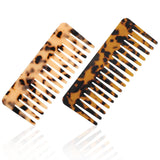 2PCS Large Wide Tooth Combs for Curls, Tortoise Shell Comb, Large Detangling Comb Cellulose Detangler Combs for Women Thick Curly Wavy Wet Dry Hair (Tortoise Shell, Ivory)
