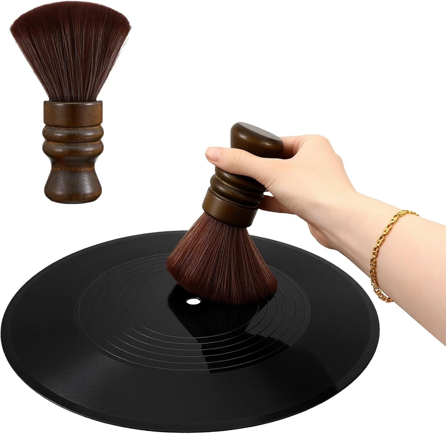 Vinyl Record Cleaning Brush, Vinyl Record Brush with Fine Fiber Bristles, Anti-Static Soft Record Brush, Wood Record Cleaner Accessories for Vinyl Cd Album Care