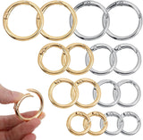 16 Pcs Spring O Ring Clips, Metal Key Ring Clips, Round Carabiner Clip, Small Keychain Clip for Keys, Buckle, Handbag, Bag Purse, Mini Keyring, Replacement Paracord Keychain (Gold, Silver)