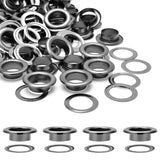 100Sets 1/2 Inch Eyelets and Grommets, Metal Eyelets Grommet Kit with Washers Backing Eyele for Fabric Clothing Tarps Leather Bag Shoes Curtains Hats Tents Repair and Decoration (Black)