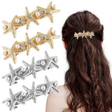 4 PCS Starfish Hair Barrettes for Women Girls Hair Clips Pearl Spring Hair Clip Accessories Women Fashion Ponytail Holders French Barrettes for Thick Hair Clips for Long Hair for Daily Use