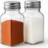 Salt and Pepper Shakers Set, Salt Shaker 2 Pcs,High Transparency Glass Stainless Steel Kitchen Tools Home Essential
